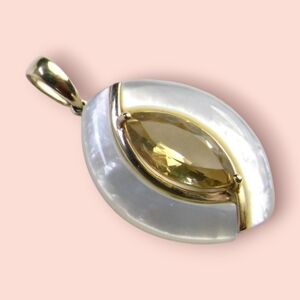 3.45 CTW Citrine & MOP 10KY Gold Marquise Pendant